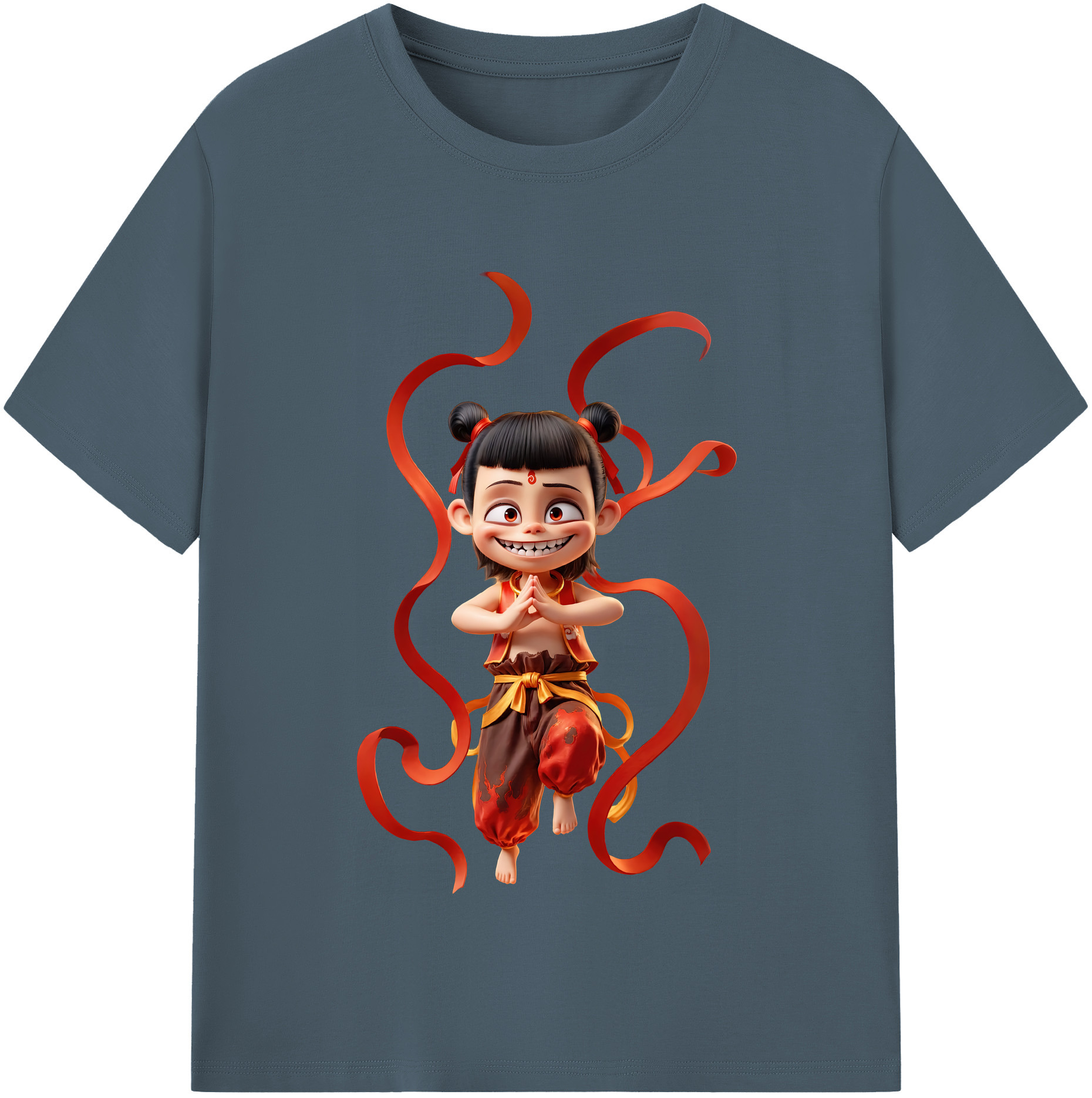 （画像用） Ne Zha 2 ナタ 魔童の大暴れ 綿100％半袖Tシャツ（フロントプリント）